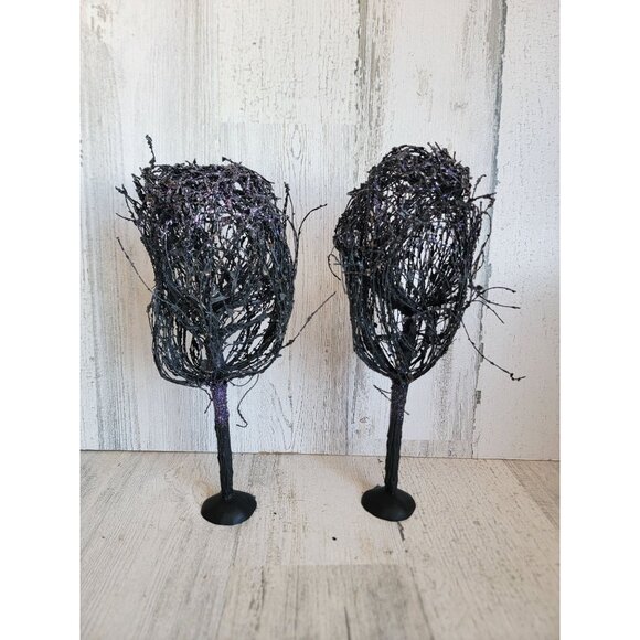 Dept 56 glitter tree black Halloween village accessory set scary - Picture 1 of 8